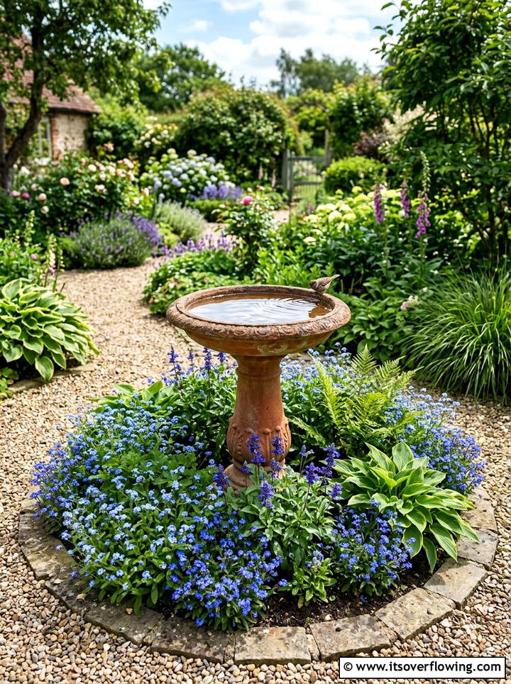 Bird bath focal point - 25 cheap garden ideas for front yard