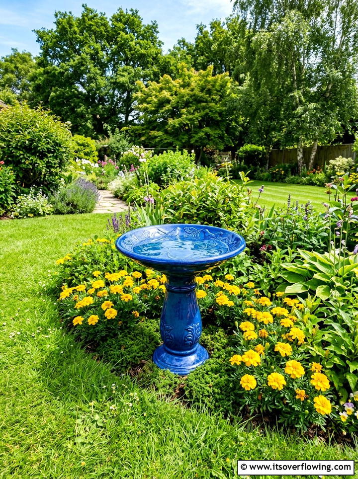 Bird bath focal point - 25 garden decor ideas for curb appeal
