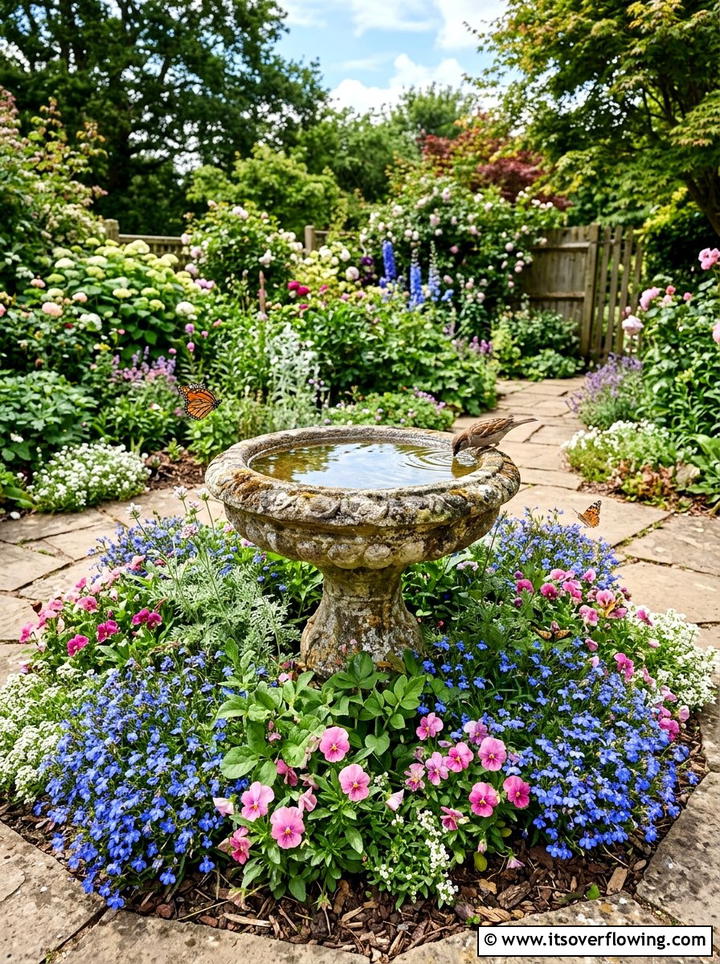Bird bath garden - 25 garden ideas for cottage homes