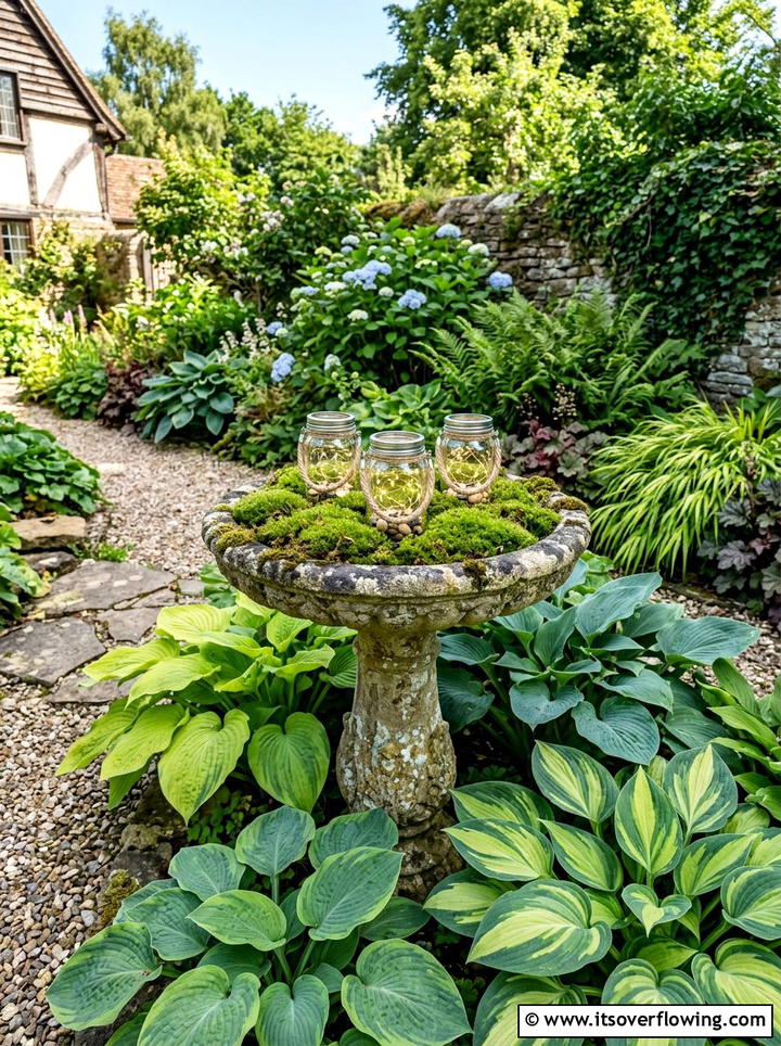 Bird bath mason jar light - 25 garden ideas with mason jar lanterns