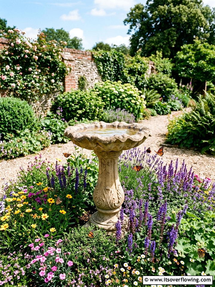 Bird bath pedestal - 25 garden decor ideas for small gardens