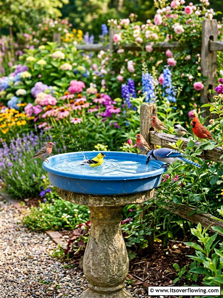 Bird bath plastic tub - 25 recycled garden ideas with storage bins