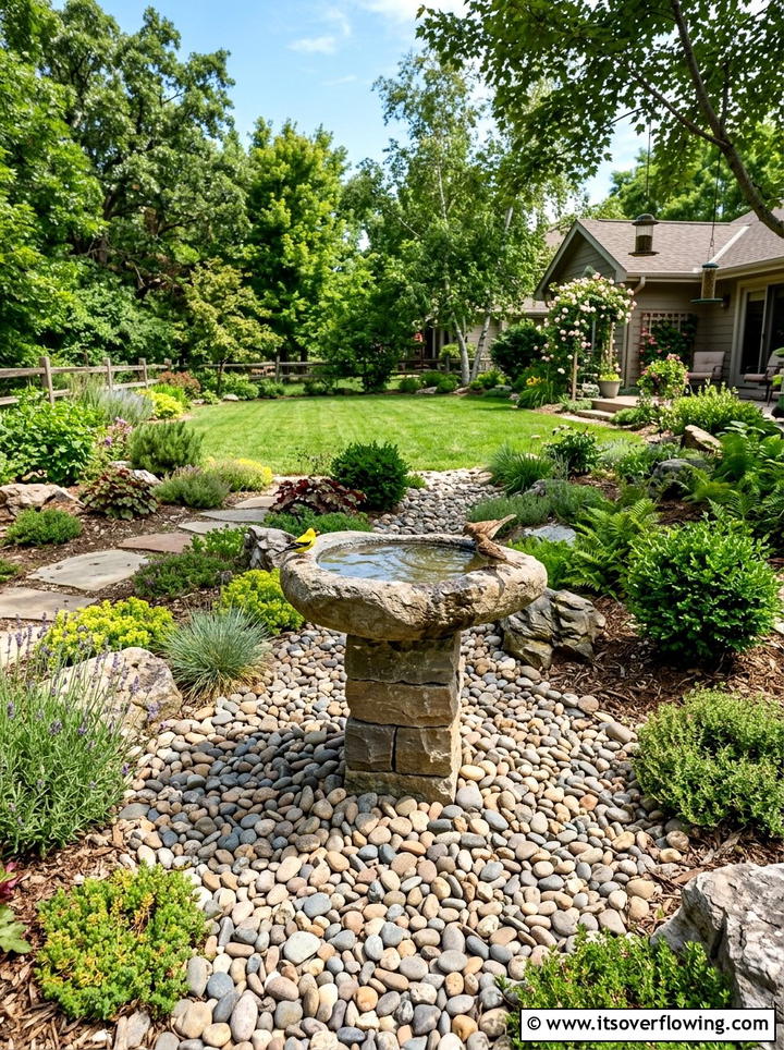 Bird bath rock garden - 25 garden design ideas with dry creek beds