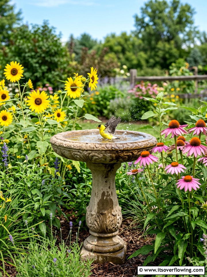 Bird bath station - 25 creative garden ideas for rural homes