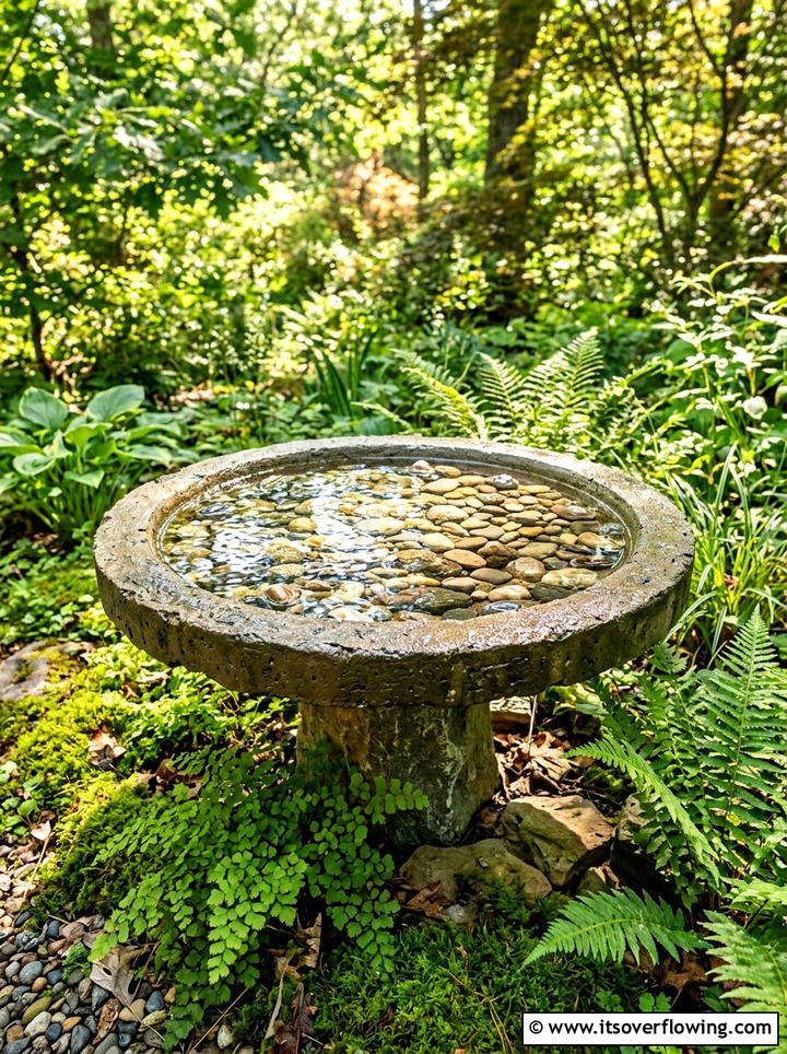 Bird bath with rocks - 25 garden decor ideas with bird baths
