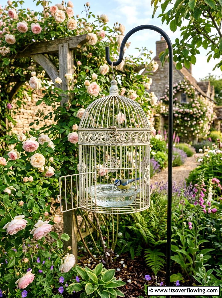 Bird cage bird bath - 25 reusing old things ideas for bird baths