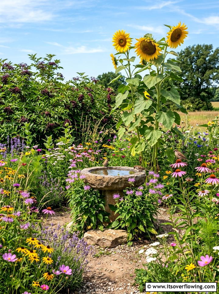 Bird friendly wildflower garden - 25 creative garden ideas with native wildflowers