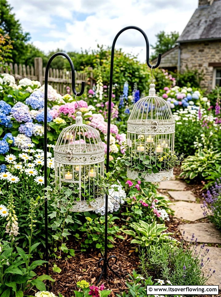 Birdcage tea light decor - 25 garden decor ideas with tea lights