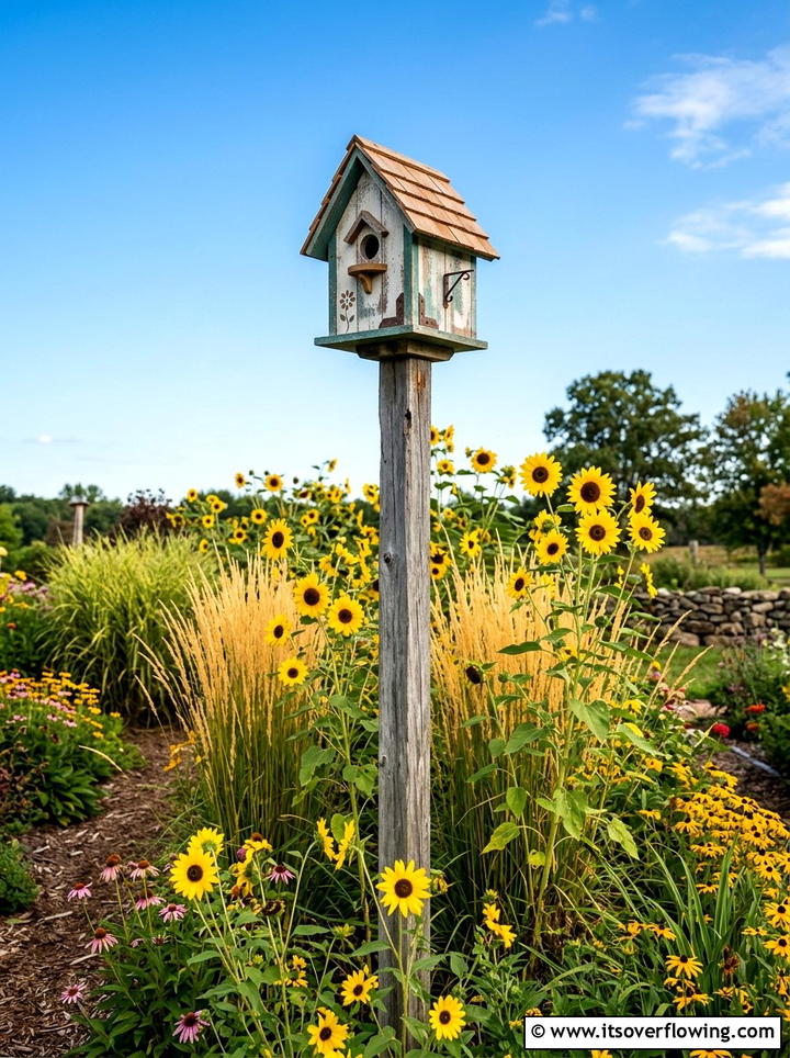 Birdhouse - 25 garden decor ideas for cottage gardens