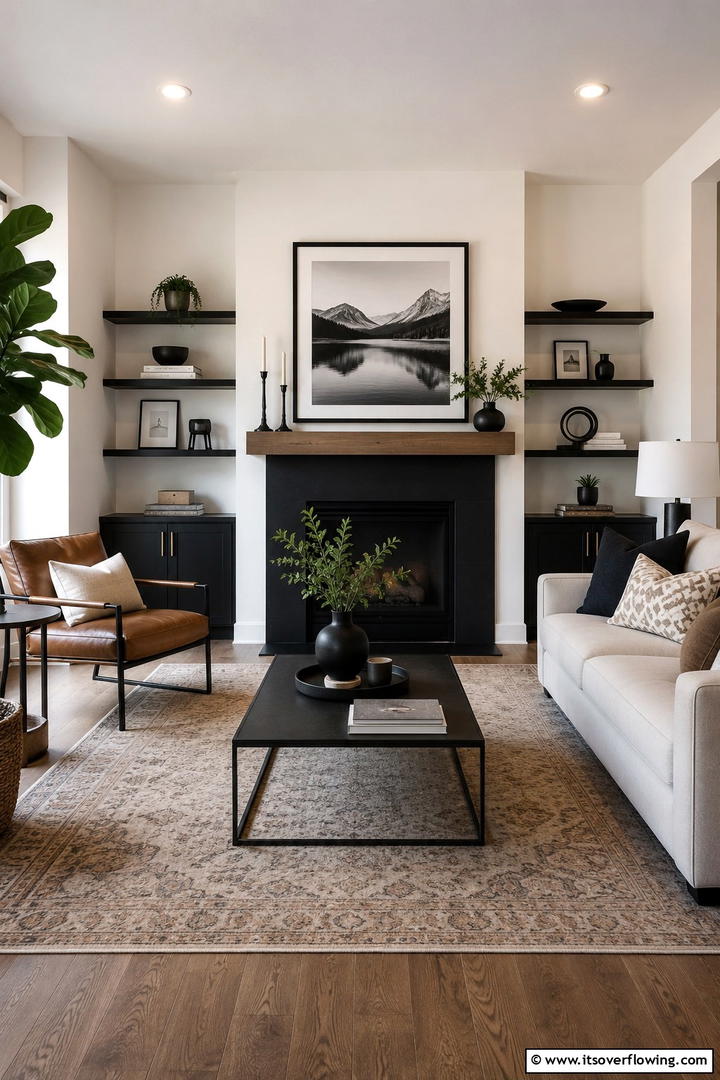 Black Accent Details - 50 Living Room Fall Decor Ideas for Cozy Autumn Updates