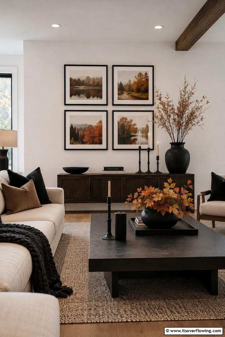 Black Accent Modern Fall Scheme - 50 Fall Decor Ideas for A Cozy Seasonal Refresh at Home