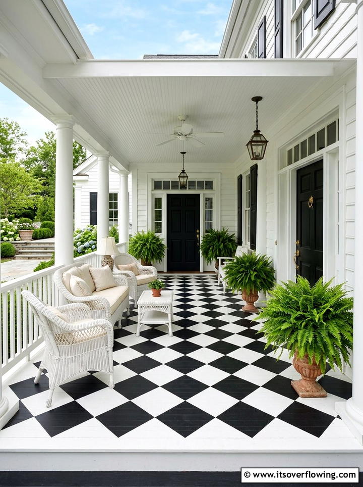 Black And White Checkerboard Porch Floor - 25 front porch ideas with painted floor