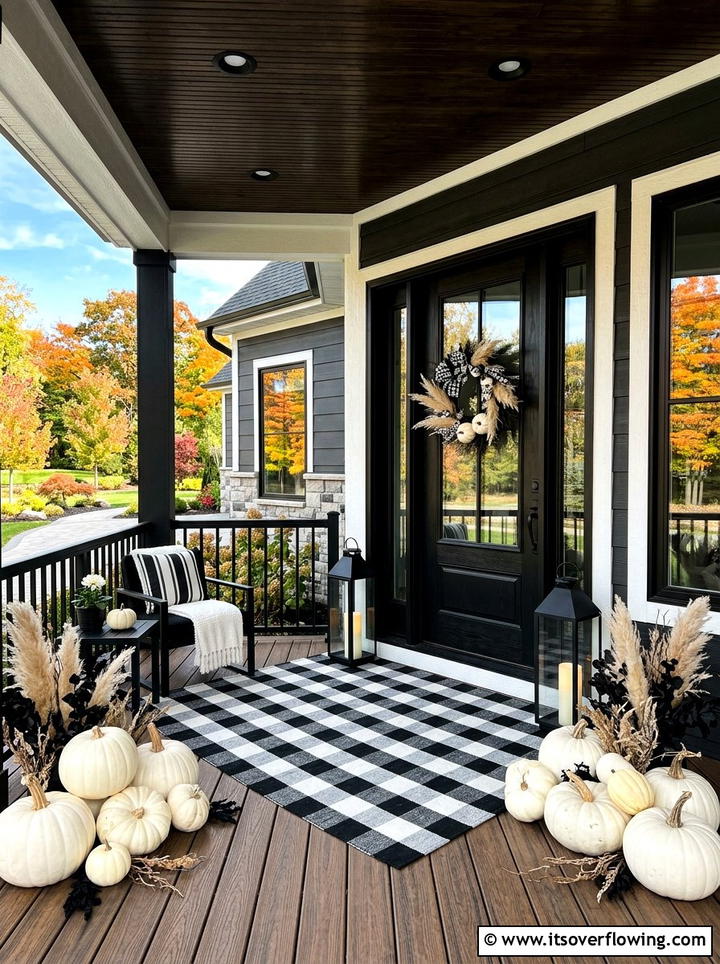 Black And White Fall Porch - 25 front porch ideas with fall decor