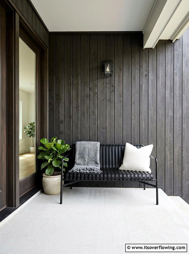 Black Bench Decor - 25 front porch decor ideas with throws