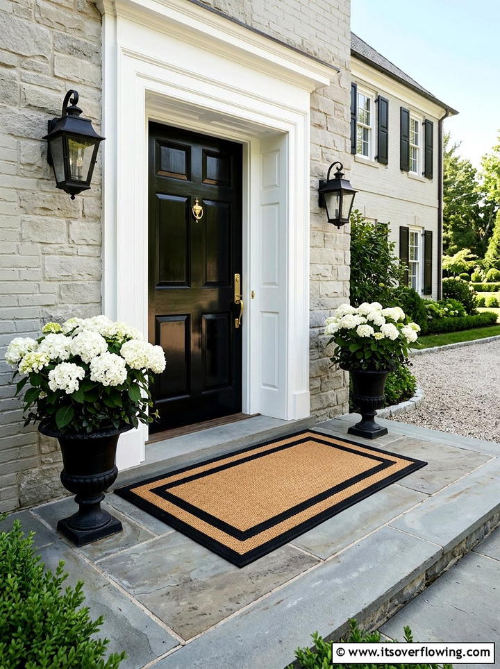 Black Border Coir Mat - 25 front porch ideas with doormat