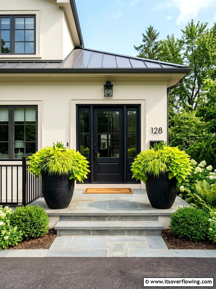 Black Concrete Porch Pots - 25 front porch ideas with concrete planters