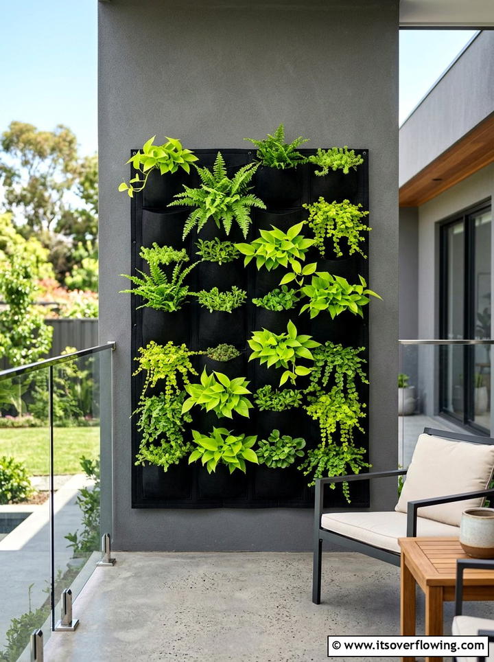 Black Felt Pocket Wall - 25 creative garden ideas with pocket planters