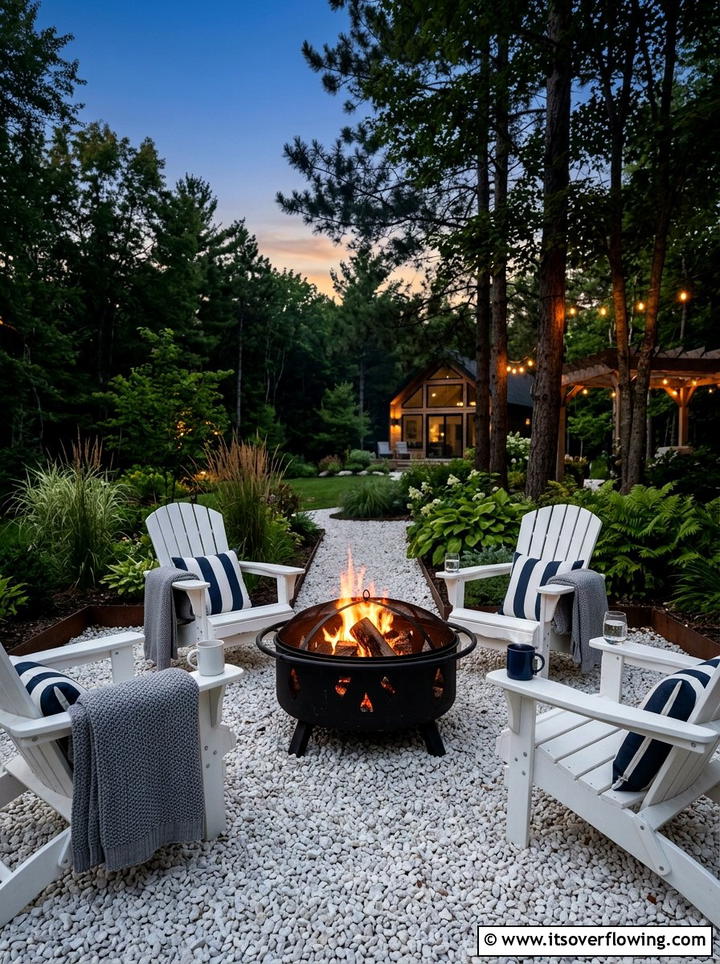 Black Fire Pit Area With White Chairs - 25 creative garden ideas with black and white gardens