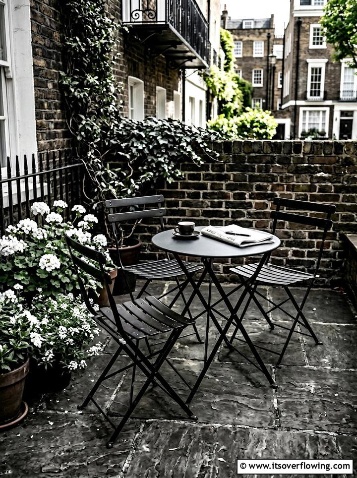 Black Folding Bistro Set - 25 front porch ideas with black and white theme