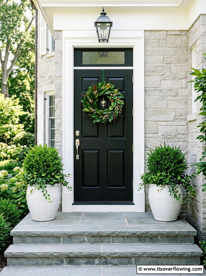 Black Front Door Decor - 25 front porch decor ideas with magnolia wreath