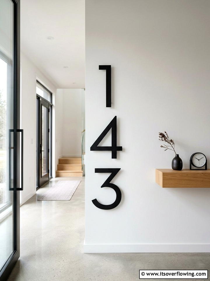Black House Numbers On White Wall - 25 front porch ideas with black and white theme