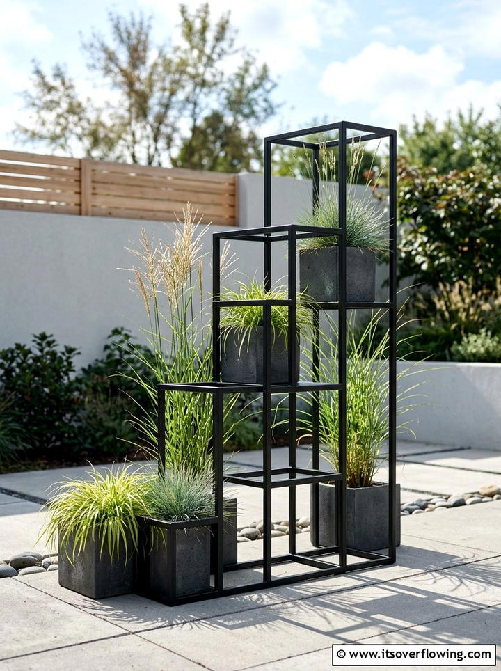 Black Metal Plant Ladder - 25 garden decor ideas with ladder plant stands