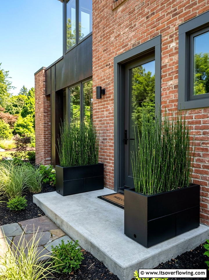 Black Metal Planter - 25 front porch ideas with matching planters