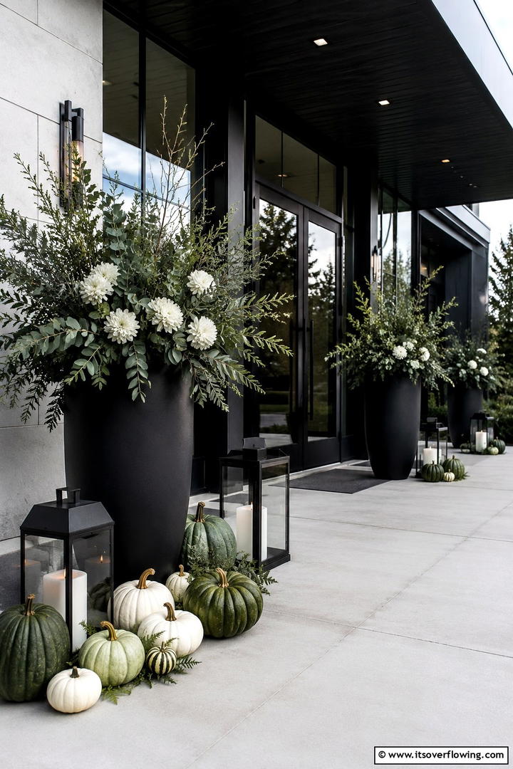 Black Metal and Greenery Modern - 50 Modern Fall Porch Decor Ideas Roundup- Warm Welcomes