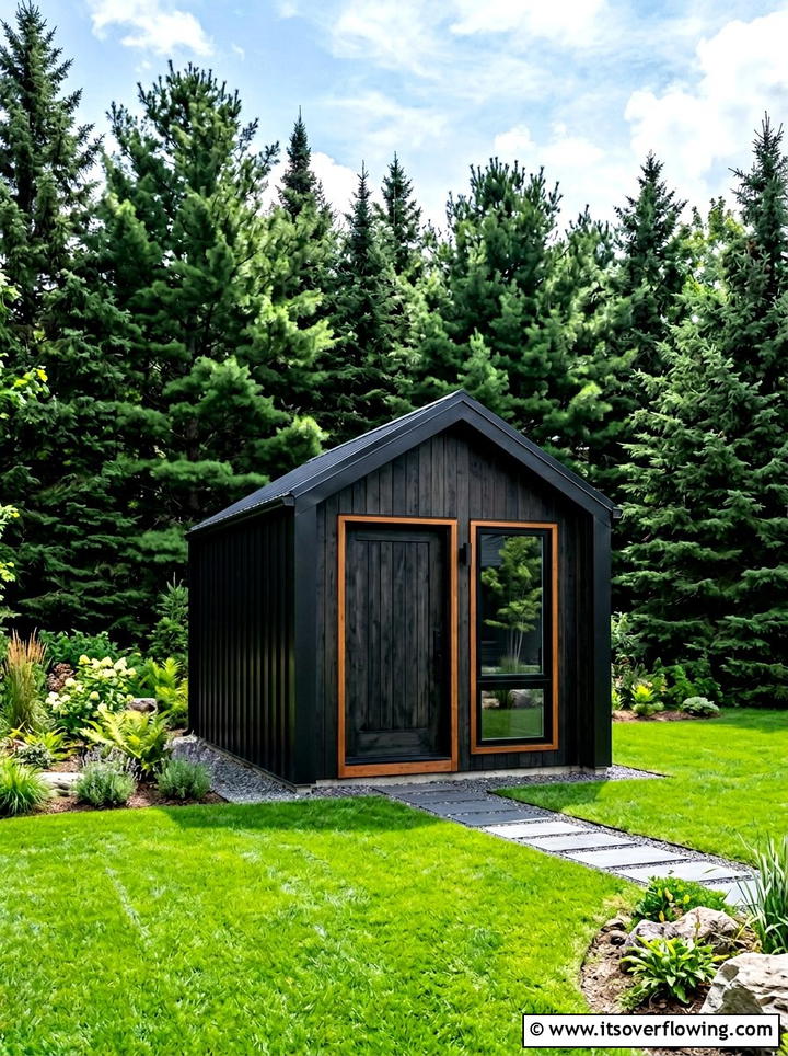 Black Modern Shed - 25 backyard ideas with storage shed