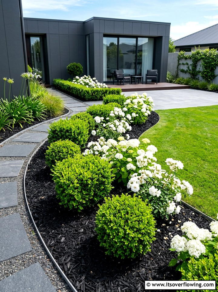 Black Mulch Garden - 25 backyard ideas with mulch beds