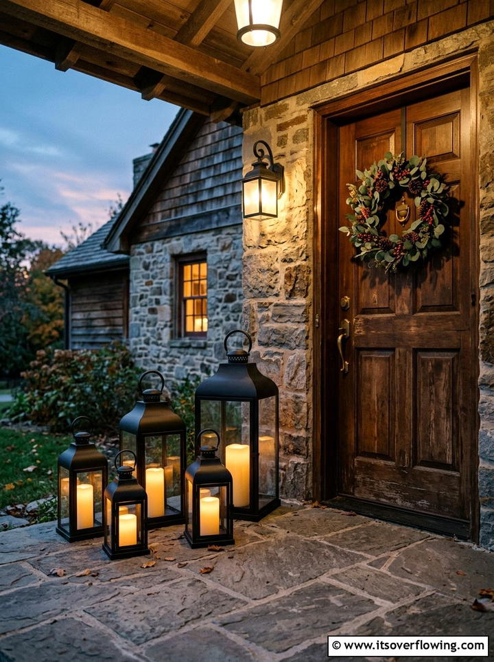 Black Outdoor Lantern - 25 front porch decor ideas with farmhouse charm