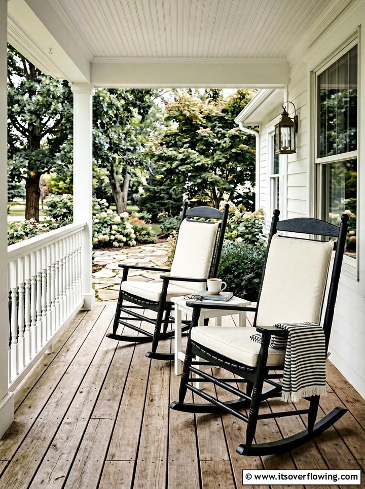 Black Outdoor Rocking Chairs - 25 front porch ideas with black and white theme