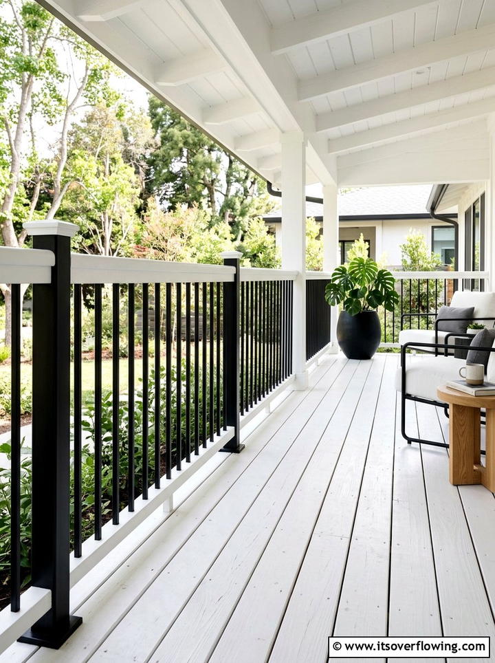 Black Porch Railing With White Floor - 25 front porch ideas with black and white theme