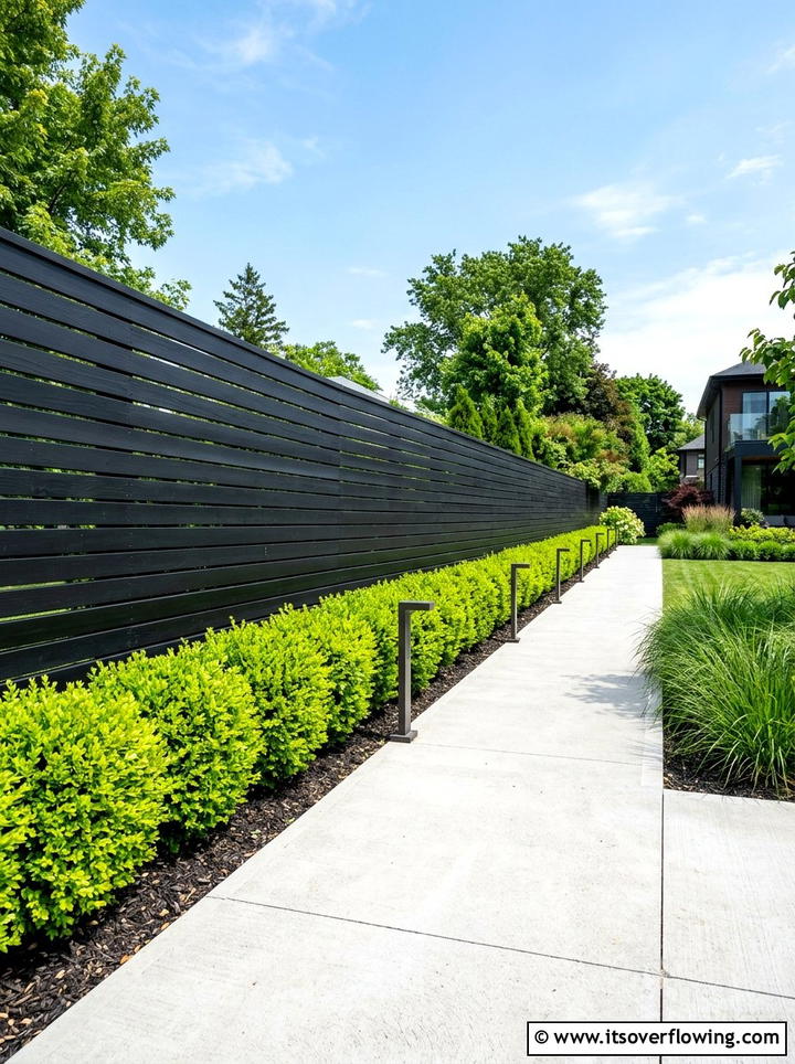 Black Slat Fencing - 25 creative garden ideas with modern landscape lines