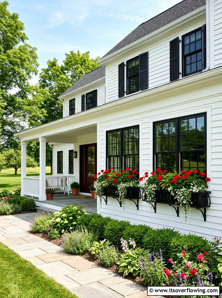 Black Window Boxes - 25 front porch ideas for deep porch