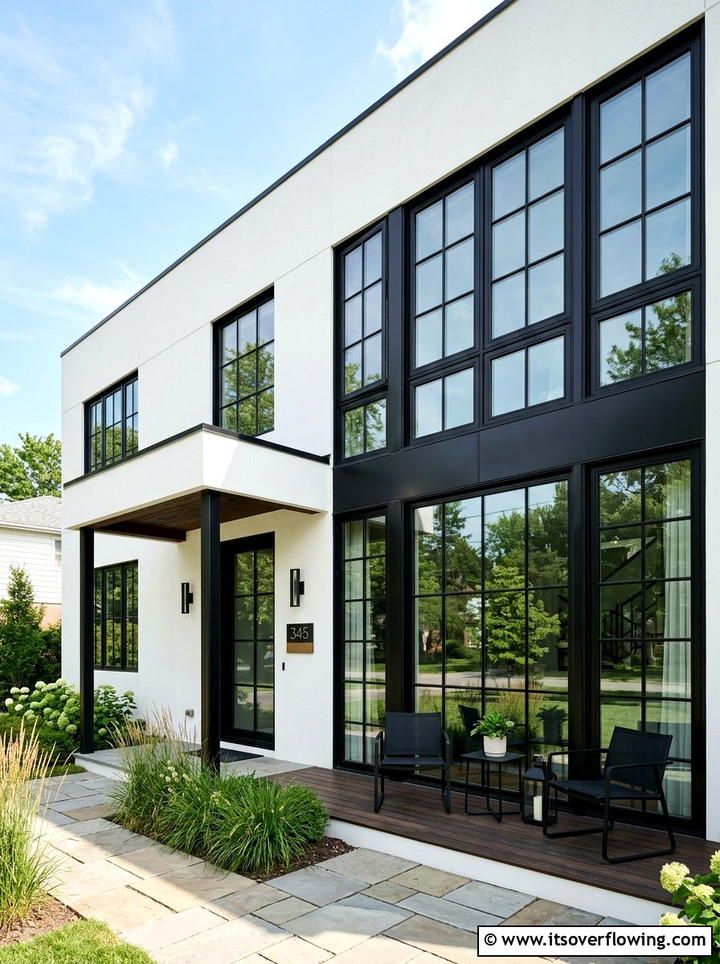 Black Window Frames - 25 front porch ideas with black and white theme