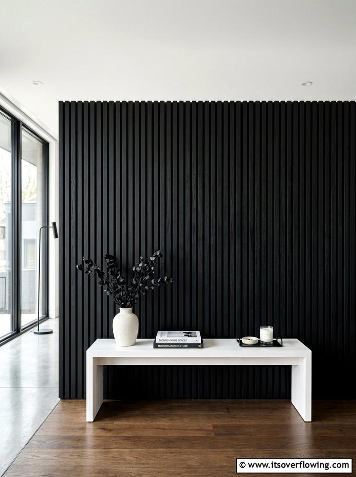 Black Wood Slat Wall - 25 front porch ideas with black and white theme