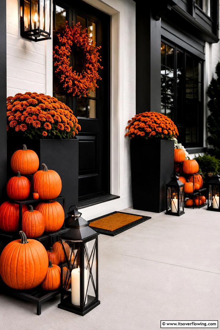 Black and Orange Bold Contrast - 50 Modern Fall Porch Decor Ideas Roundup- Warm Welcomes