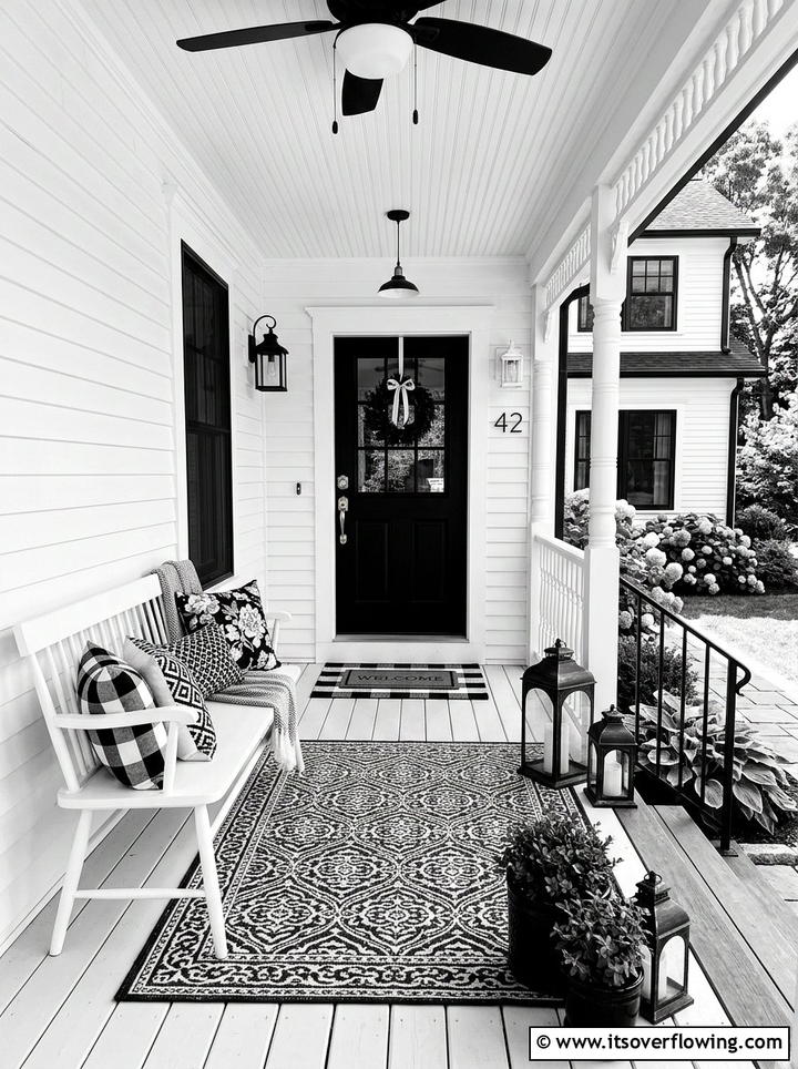 Black and White Front Porch - 25 front porch ideas with neutral decor