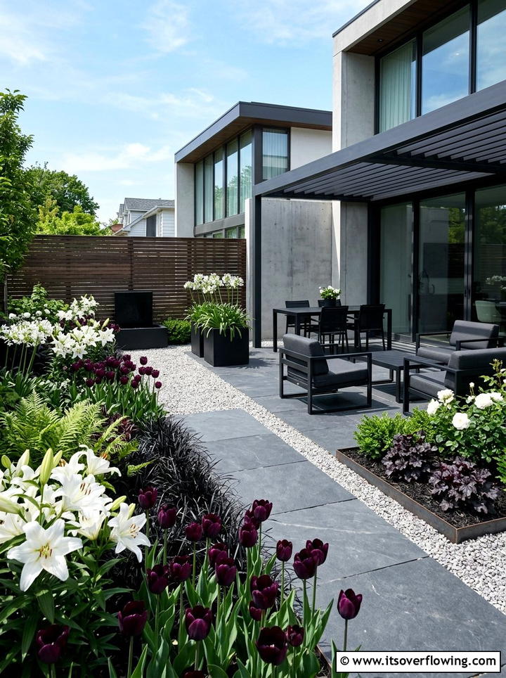 Black and white garden - 25 garden design ideas with color themes