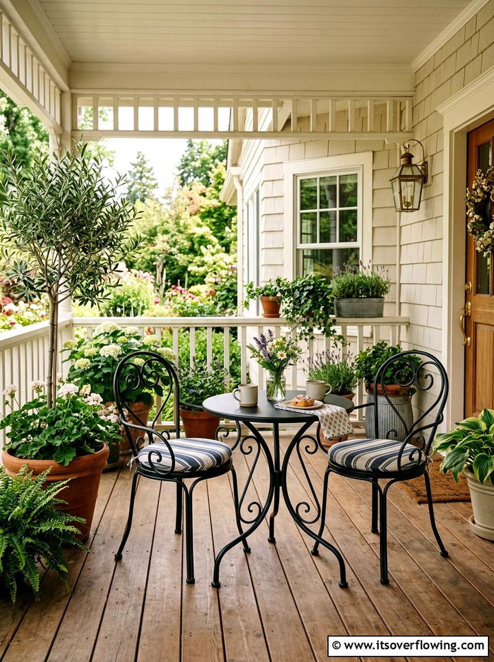 Black bistro set - 25 front porch decor ideas with black accents