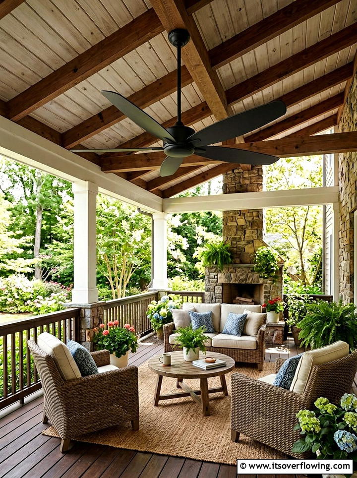 Black ceiling fan - 25 front porch decor ideas with black accents