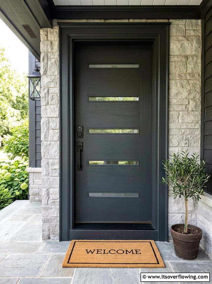 Black door hardware - 25 front porch decor ideas with black accents