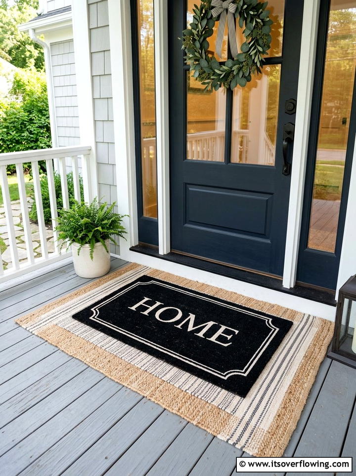 Black doormat - 25 front porch decor ideas with black accents