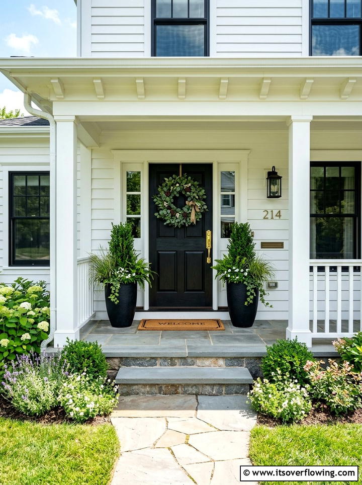 Black front door - 25 front porch decor ideas with black accents