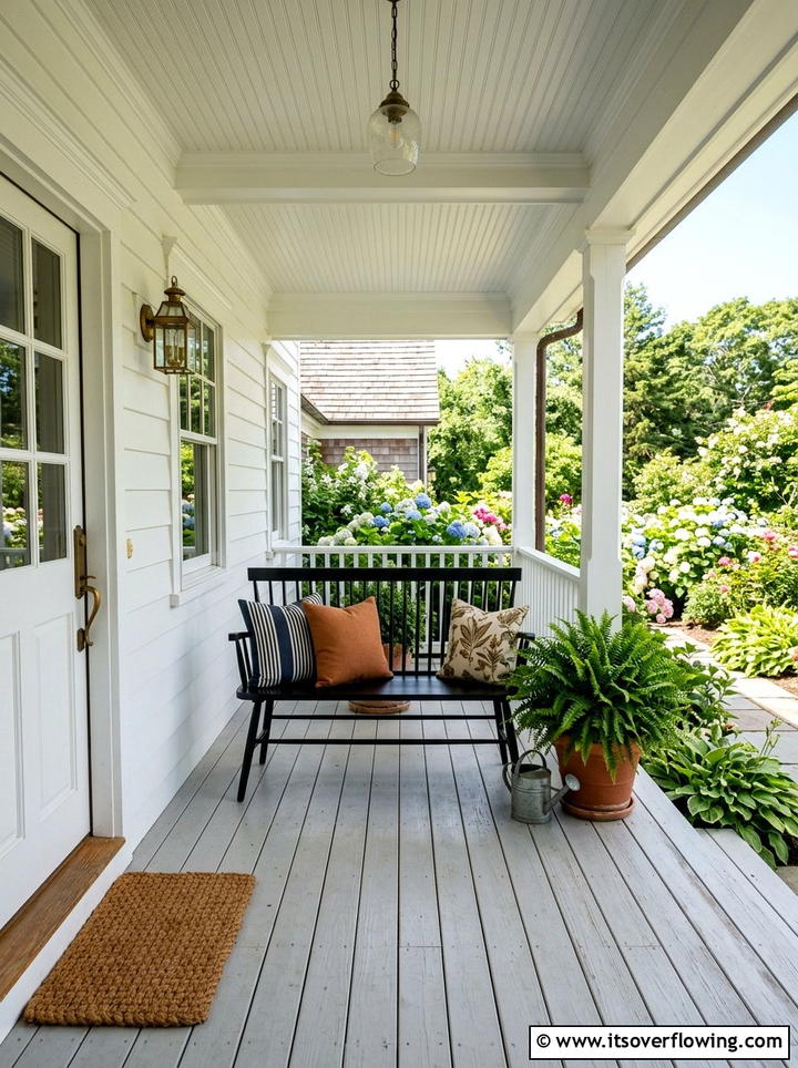 Black garden bench - 25 front porch decor ideas with black accents