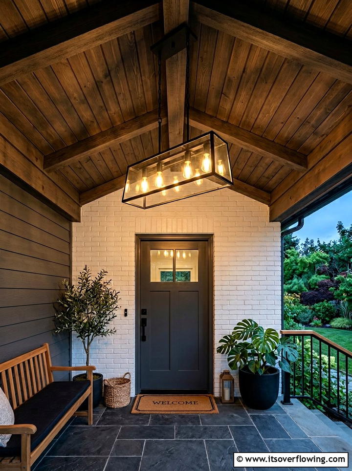 Black light fixture - 25 front porch decor ideas with black accents