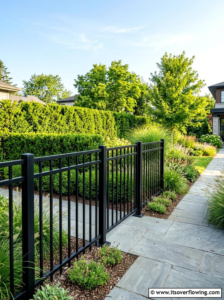 Black metal garden fence - 25 garden decor ideas with modern accents