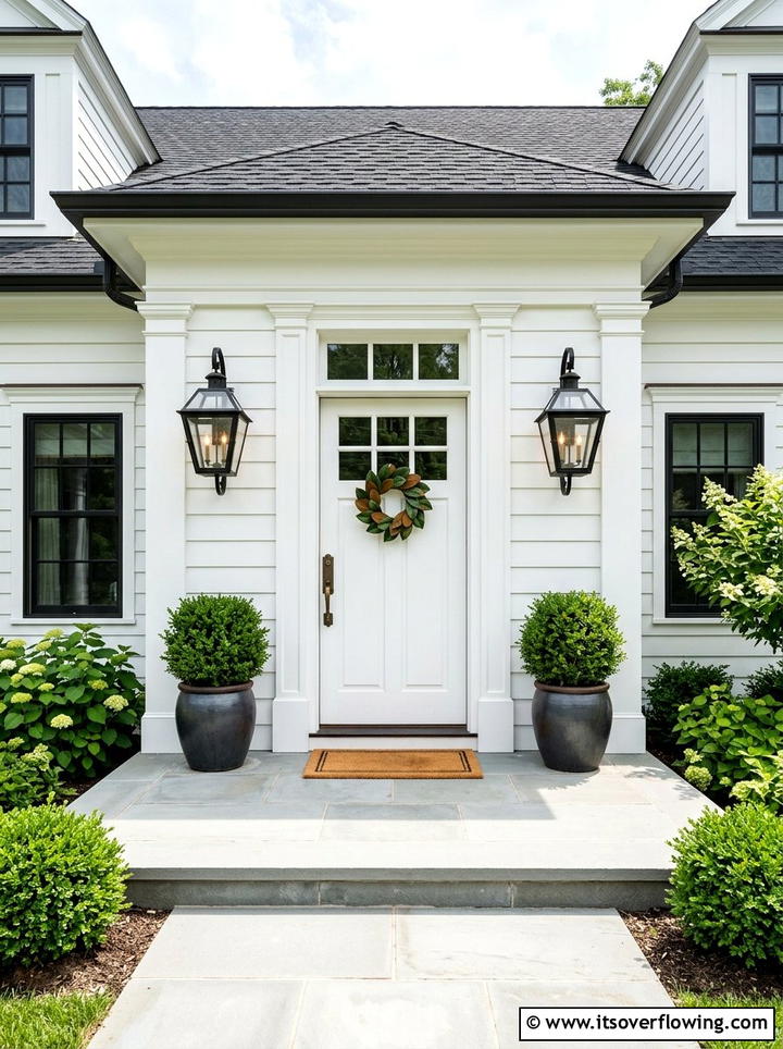 Black outdoor lantern - 25 front porch decor ideas with black accents