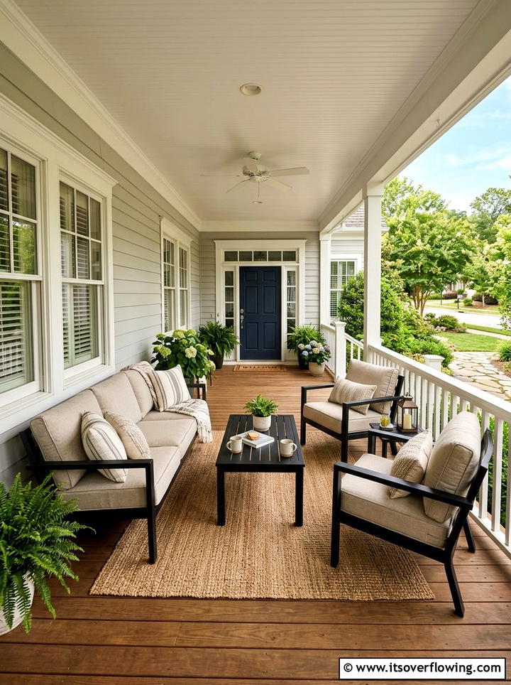 Black patio furniture - 25 front porch decor ideas with black accents
